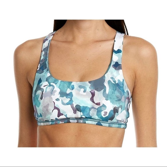 SPANX Printed Low Impact Sports Bra Painted Blue Camo small‎ - Picture 2 of 8